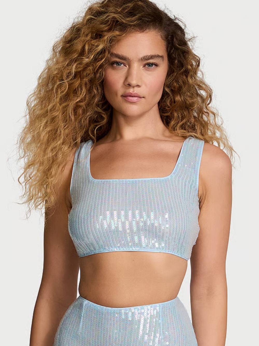 VICTORIA’S SECRET Sequin Shimmer Crop Top Blue Size XS